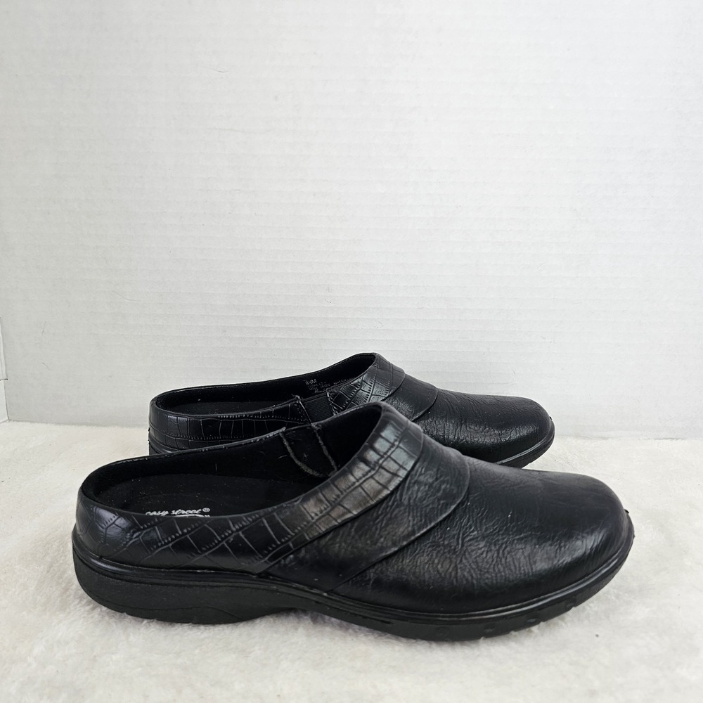 Easy Street Clog Casual Shoes Black Women's 8.5M Leather Slip-On - Picture 3 of 8
